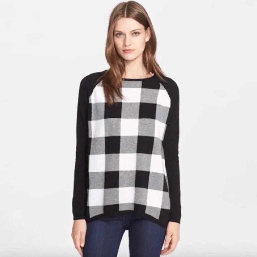 Autumn Cashmere Black/White Buffalo-Check Sweater - Picture 2 of 6